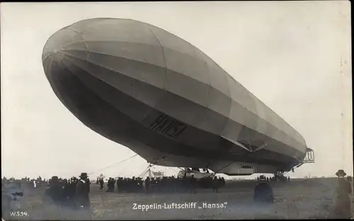 Ak Zeppelin Luftschiff LZ 13 Hansa, Sanke W. S. 14