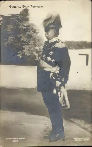 Ak Ferdinand Graf von Zeppelin, Portrait in Ulanenuniform, Orden