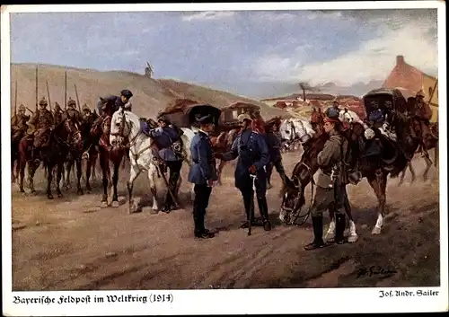 Künstler Ak Sailer, Jos. Andr., Bayerische Feldpost im Weltkrieg 1914