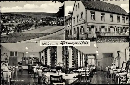 Ak Hochspeyer Kaiserslautern in Rheinland Pfalz, Gasthaus zur Dorfschmiede, Innenansichten, Ort