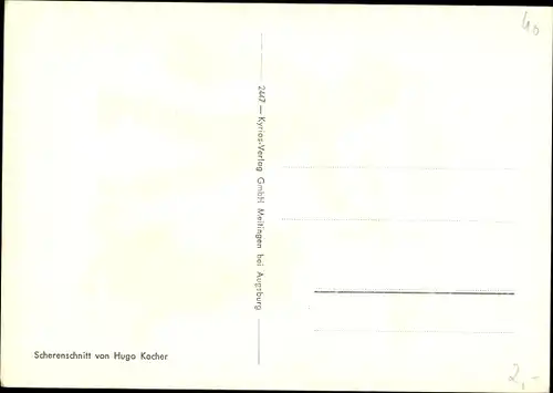 Scherenschnitt Ak Kocher, Hugo, Glückwunsch, Ich gratuliere, Maler und Hund