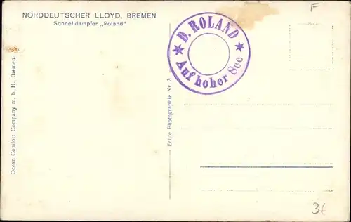 Ak Schnelldampfer Roland, Norddeutscher Lloyd Bremen