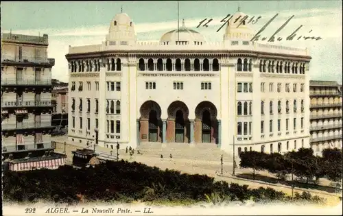 Ak Algier Alger Algerien, La Nouvelle Poste, Außenansicht