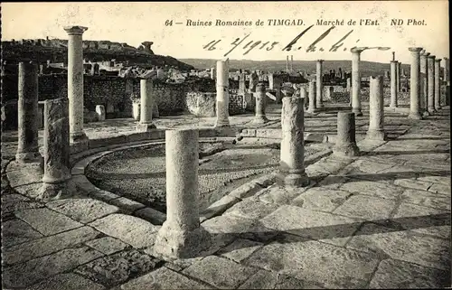 Ak Timgad Algerien, Ruines Romaines, römische Ruinen, Marche de l'Est