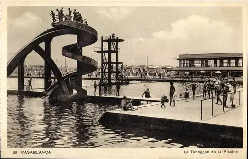 Ak Casablanca Marokko, Le toboggan de la piscine, Wasserrutsche