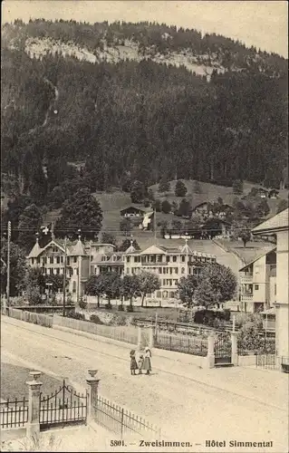 Ak Zweisimmen Kanton Bern, Hotel Simmental, Panorama