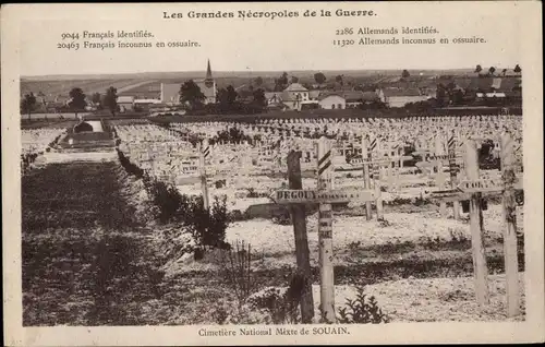 Ak Souain Marne, Les Grandes Necropoles de la Guerre, Cimetiere Militaire, Francais, Allemands