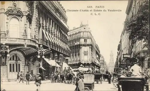 Ak Paris VIII., Chaussee d'Antin et Entree du Vaudeville