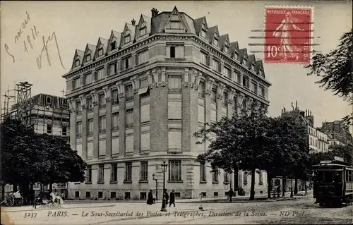 Ak Paris, Le Sous-Secretarial des Postes et Telegraphes, Direction de la Seine