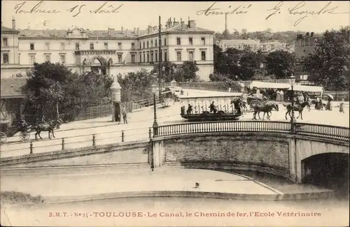 Ak Toulouse Haute Garonne, Le Canal, le Chemin de fer, l'Ecole Veterinaire