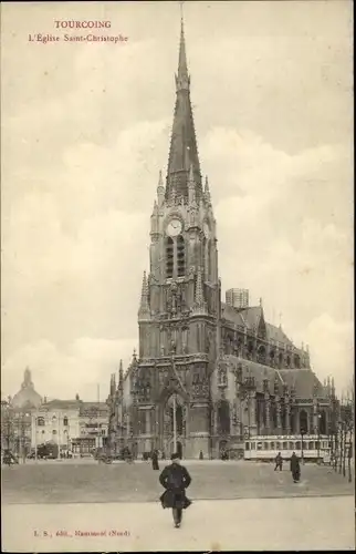 Ak Tourcoing Nord, L'Eglise Saint-Christophe, Kirche