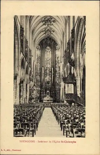 Ak Tourcoing Nord, Interieur de l'Eglise St. Christophe, Innenansicht