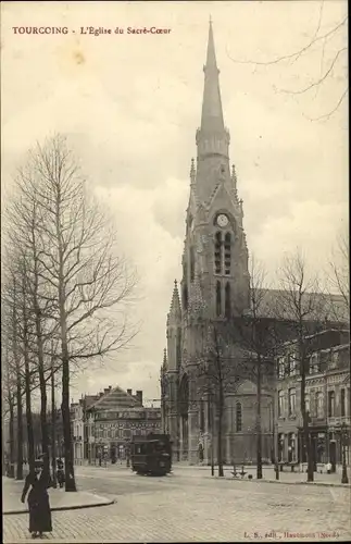 Ak Tourcoing Nord, L'Eglise Sacre Coeur, Kirche