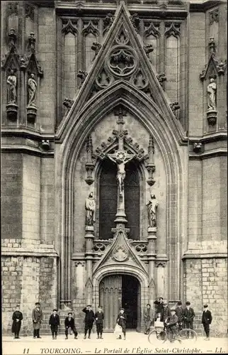 Ak Tourcoing Nord, Le Portail de l'Eglise Saint-Christophe, Kircheneingang