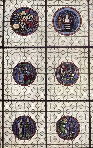 Ak Paris V, Musee de Cluny, Vitraux provenant de la Sainte Chapelle du Palais a Paris, XIIIe et XVe