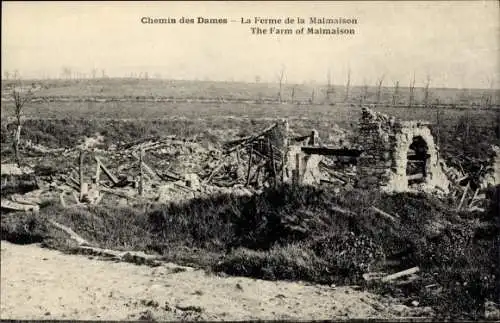 Ak Vaudesson Aisne, Chemin des Dames, Le Village de Vaudesson, Trümmer