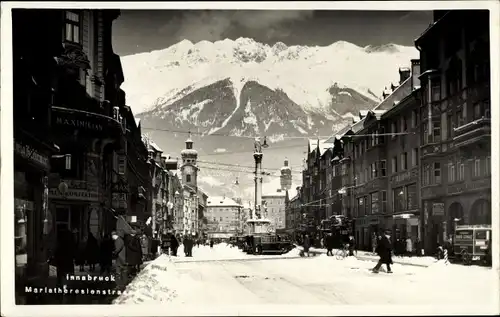 Ak Innsbruck in Tirol, Marientheresienstraße, Straßenansicht, Winter