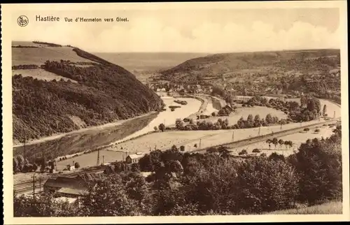 Ak Hastière Wallonien Namur, Vue de Hermeton vers Givet