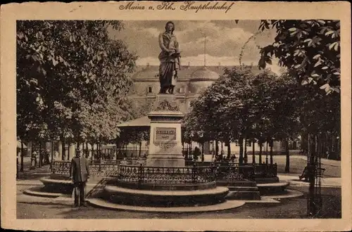 Ak Mainz am Rhein, Hauptbahnhof, Denkmal