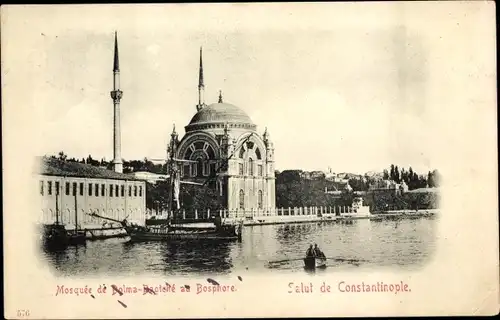 Ak Konstantinopel Istanbul Türkei, Mosquee de Dolma-Bagtche, Bosphore