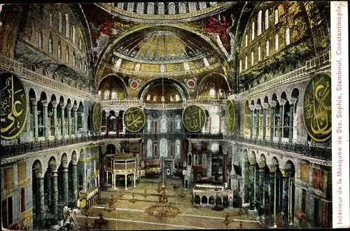 Ak Konstantinopel Istanbul Türkei, Interieur de la Mosquee de Ste. Sophie