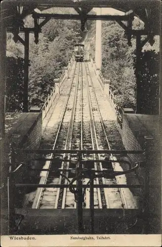 Ak Wiesbaden in Hessen, Nerobergbahn, Talfahrt