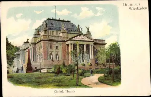 Litho Wiesbaden in Hessen, Königliches Theater
