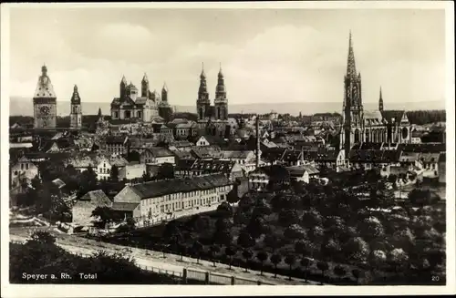 Ak Speyer am Oberrhein Rheinland Pfalz, Panorama, Dom, Kirchturm