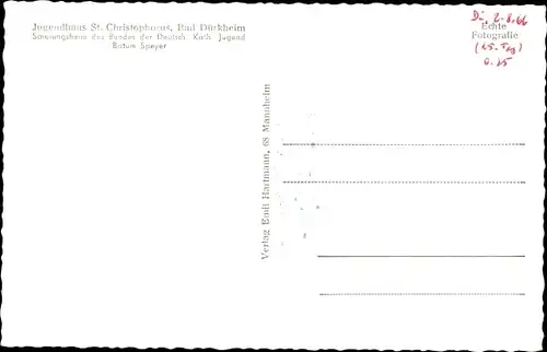 Ak Bad Dürkheim am Pfälzerwald, Jugendhaus St, Christopherus,  Bistum Speyer