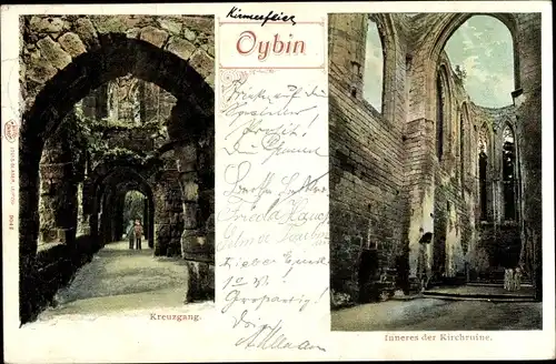 Ak Oybin in der Oberlausitz, Kreuzgang, Inneres der Kirchenruine