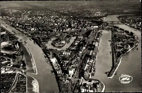 Ak Mannheim in Baden, Panorama, Rhein und Neckar, Hafenanlagen