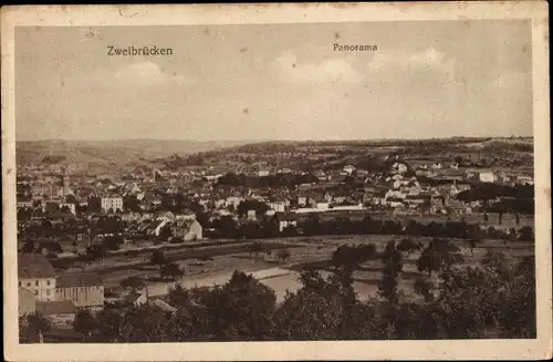 Ak Zweibrücken in der Pfalz, Panoramaansicht, Ortsansicht