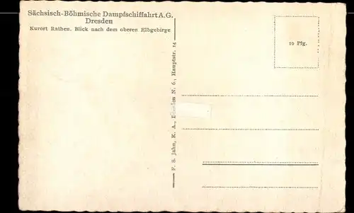 Ak Rathen an der Elbe Sächsische Schweiz, Elbgebirge, sächsisch-böhmische Dampfschiffahrt