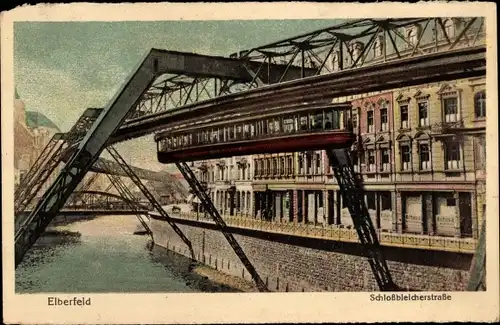 Ak Wuppertal Elberfeld Nordrhein Westfalen, Schwebebahn, Schloßbleicherstraße