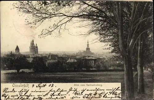 Ak Osnabrück in Niedersachsen, Panorama, Blick vom Gertrudenberg, Kirchturm