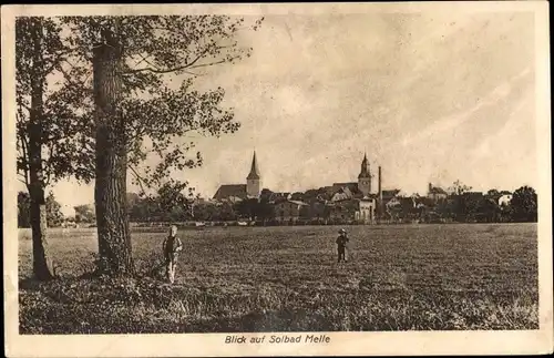 Ak Melle in Niedersachsen, Blick auf Solbad, Panorama, Kirchturm, Kinder