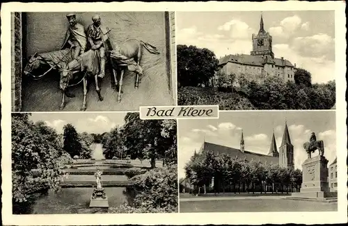 Ak Bad Cleve Kleve am Niederrhein, Kirche, Denkmal, Burg, Statue