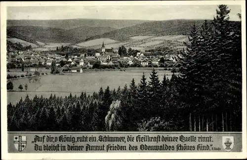 Ak Bad König im Odenwald Hessen, Panorama, Spruch