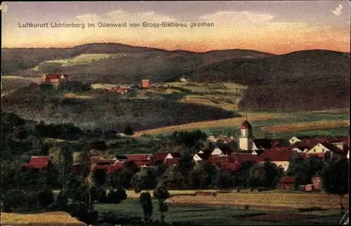 Ak Lichtenberg Fischbachtal im Odenwald, Panorama von Groß-Bieberau gesehen