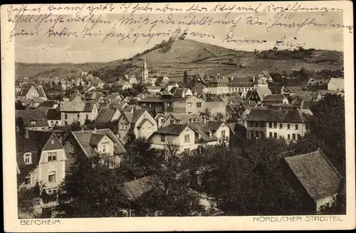 Ak Bensheim an der Bergstraße Hessen, Nördlicher Stadtteil, Panorama, Kirchturm