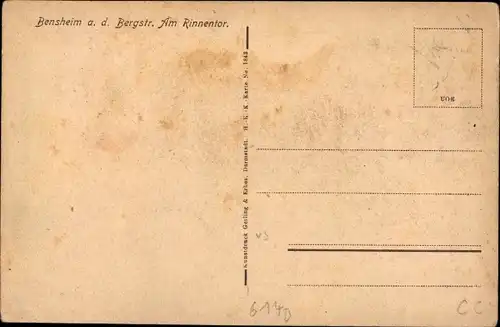 Künstler Ak Bensheim an der Bergstraße Hessen, Am Rinnentor