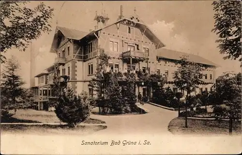Ak Bad Grüna Sachsen, Blick auf das Sanatorium, Parkanlagen