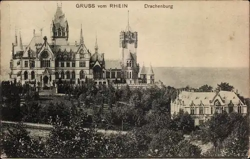 Ak Königswinter am Rhein, Drachenfels, Drachenburg