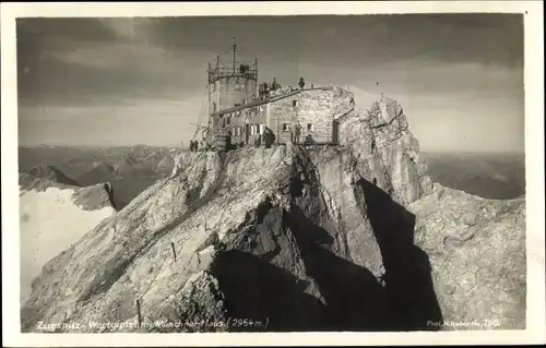 Ak Grainau in Oberbayern, Zugspitze Westgipfel, Münchener Haus