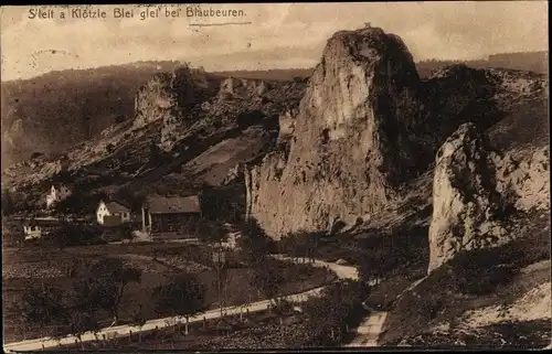 Ak Blaubeuren in Württemberg, Stelt am Klötzle, Felsen