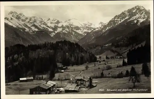 Ak Schwand Oberstdorf im Oberallgäu, Panorama mit Allgäuer Hochgebirge