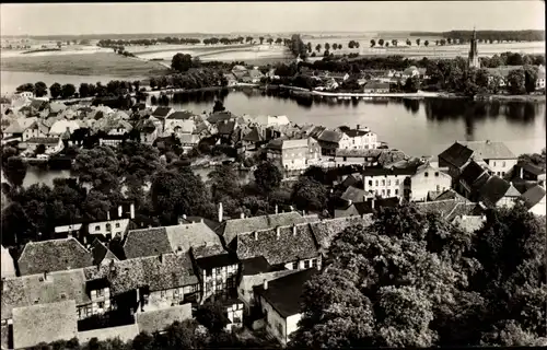 Ak Malchow in Mecklenburg, Panorama, Kirchturm