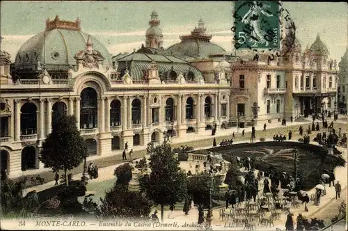 Ak Monte Carlo Monaco, Ensemble du Casino, Vorplatz, Gärten