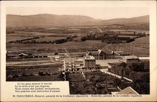 Ak Puigcerda Katalonien, Estacio, paisatje de la Cerdanya, Panorama