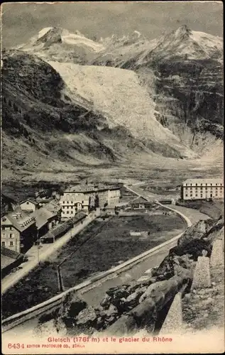Ak Gletsch Obergoms Kanton Wallis, Teilansicht, glacier du Rhone